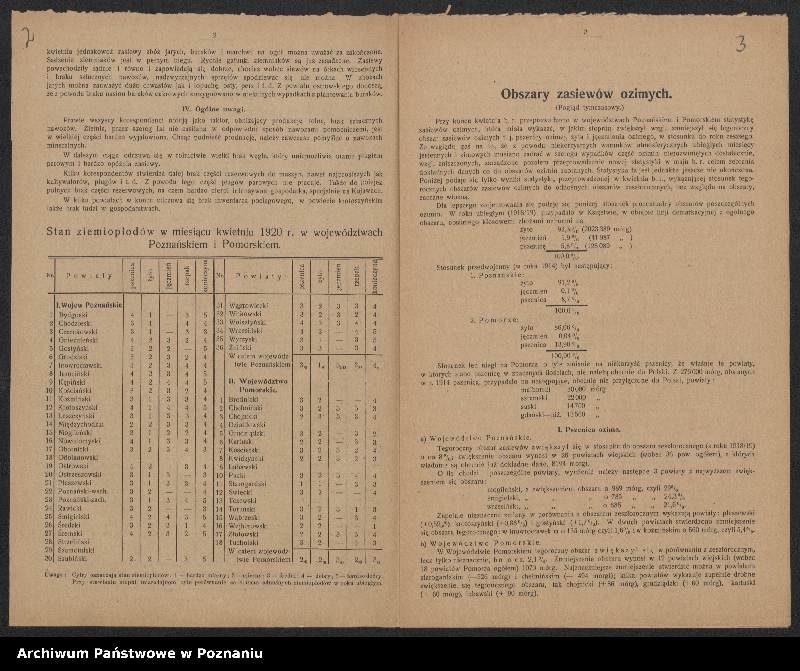 Obraz 4 z jednostki "[Biuletyny statystyczne Wydziału Statystycznego Ministerstwa byłej Dzielnicy Pruskiej - stan ziemiopłodów w kwietniu, maju i lipcu 1920 roku oraz ceny maksymalne na artykuły żywnościowe]"