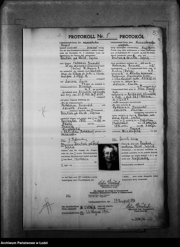 Obraz 8 z jednostki "[Protokoły stwierdzające na podstawie zeznań 2 świadków personalia i tożsamość osób ubiegających się o kartę tożsamości]"