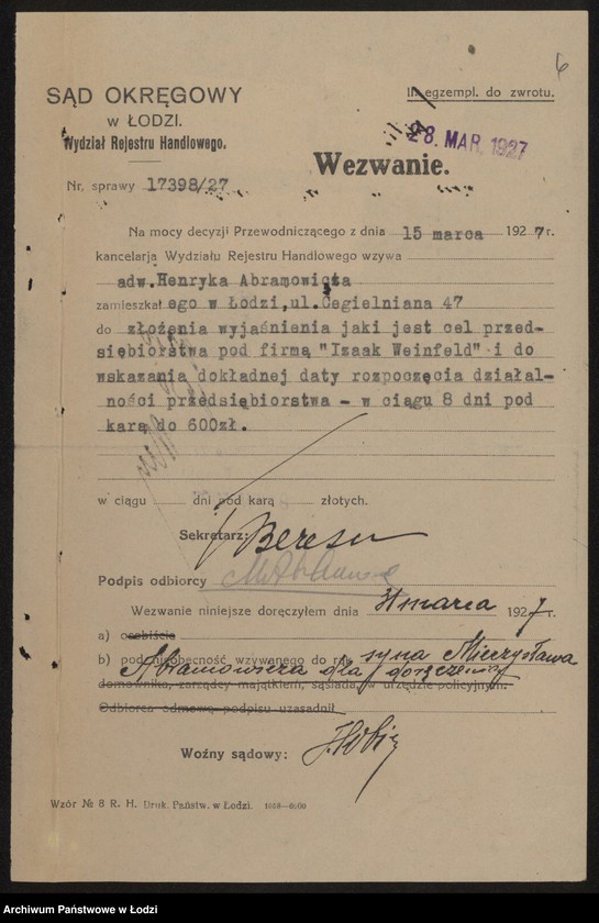 Obraz 8 z jednostki "Izaak Weinfeld- sprzedaż manufaktury"