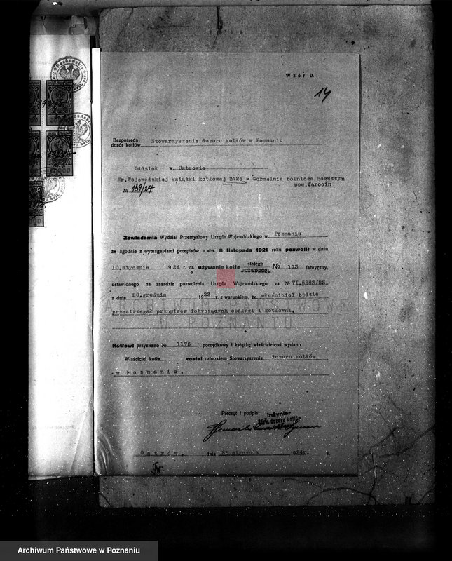 Obraz 20 z jednostki "Majętność Boguszyn pow. jarociński nr fabr. kotła 1231 nr woj. kotła 6119"