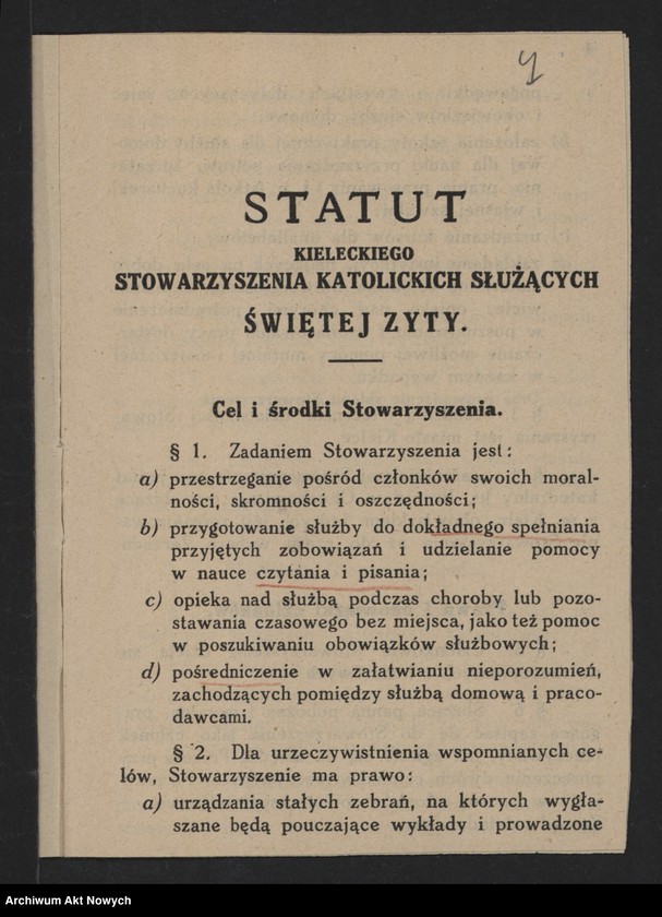 Obraz 9 z jednostki "Obuchowicz Br. (ks., prałat Katedry Kieleckiej, prezes Stowarzyszenia Katolickich Służących św. Zyty); Załączniki: a) Książka Członka i Statut Stowarzyszenia (druk); b) 1 fotografia; L.7"