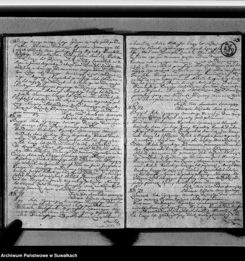 image.from.unit.number "Akta urodzonych gminy wigierskiey od 1-go maja 1809 do dnia ostatniego kwietnia 1810 roku"