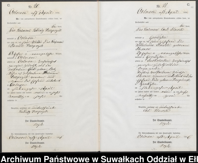 image.from.unit.number "Sterbe-Neben-Register des Preussischen Standes-Amtes Orlowen Kreis Loetzen"