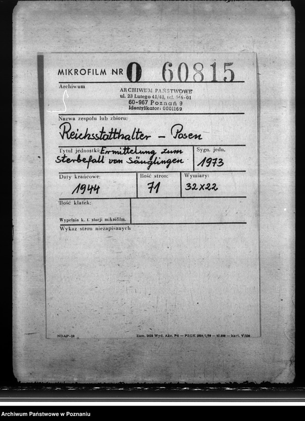 Obraz 2 z jednostki "Ermittelung zum Sterbefall von Säuglingen"