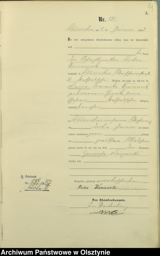 image.from.unit.number "Geburts-Haupt-Register Tom I,Nr 1 - 399"