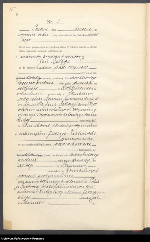 Obraz 11 z jednostki "Księga miejscowa małżeństw tom I [Rejestr główny małżeństw]"