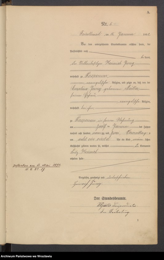 image.from.unit.number "Księga urodzeń USC Mieroszów (Friedland) 1892"