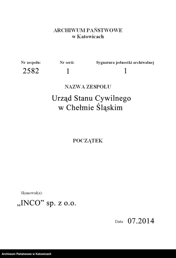 Obraz z zespołu "Urząd Stanu Cywilnego w Chełmie Śląskim"