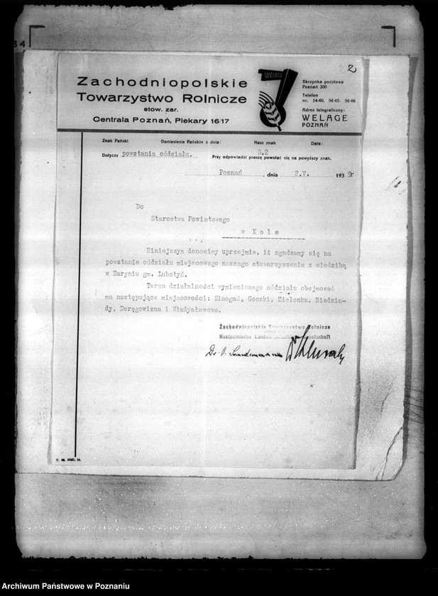 Obraz 6 z jednostki "/Zachodnio-Polskie Towarzystwo Rolnicze,,Verlage" w Zaryniu powiat kolski/"