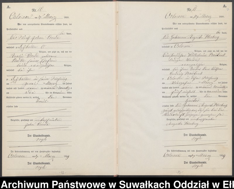 image.from.unit.number "Geburts-Neben-Register des Preussischen Standes-Amtes Orlowen Kreis Loetzen"