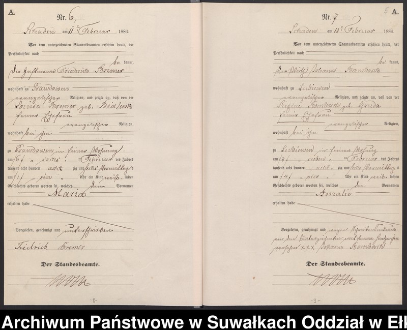 image.from.unit.number "Geburts-Haupt-Register des Königlich Preussischen Standes-Amtes Schaden Kreis Sensburg"