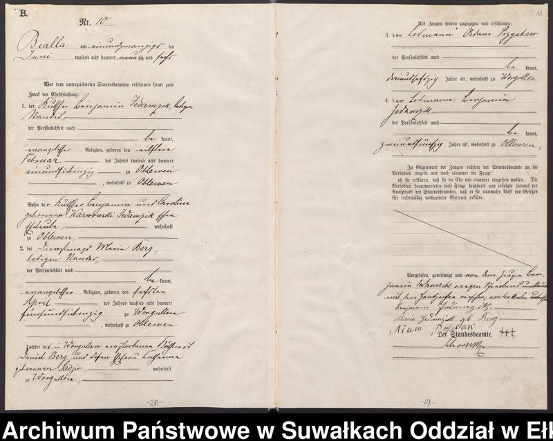 image.from.unit.number "Heiraths-Haupt-Register des Königlichen Preussischen Standes-Amtes Bialla Kreis Johannisburg"