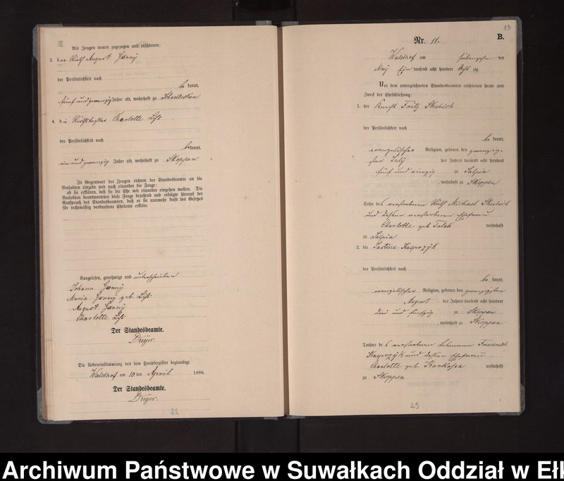 image.from.unit.number "Heiraths-Neben-Register des Königlich Preussischen Standes-Amtes Orlen Kreis Loetzen"