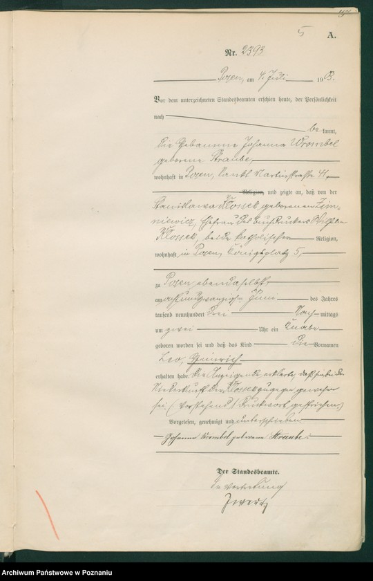 Obraz 5 z jednostki "Księga urodzeń tom V"