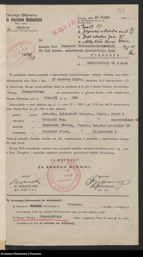 image.from.unit.number "Poznań - Kompania Obornicko - Ludomska akta koła."