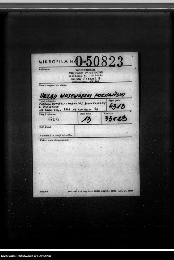 Obraz 2 z jednostki "Fabryka konserw i marmelad Bracia Radomscy w Pleszewie nr fabr kotła 7943, nr woj. kotła 96"