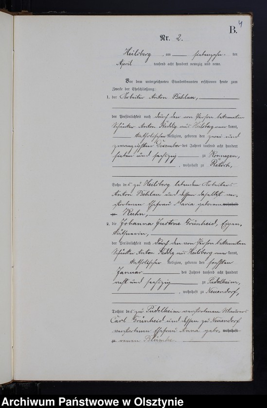 image.from.unit.number "Heiraths-Neben-Register Nr 1 - 19"