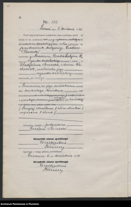 Obraz 16 z jednostki "Księga urodzeń odpis tom III [Rejestr poboczny urodzeń]"