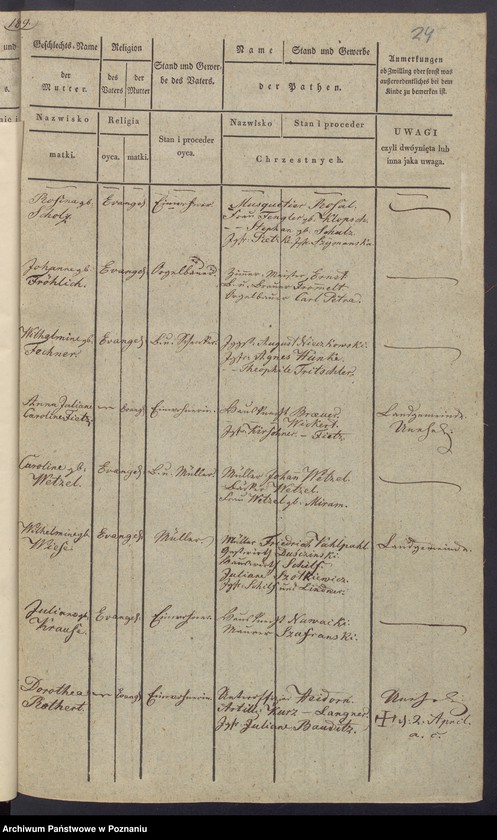 Obraz 16 z jednostki "[Akta urodzeń i chrztów, zgonów i pogrzebów, zapowiedzi i ślubów]"