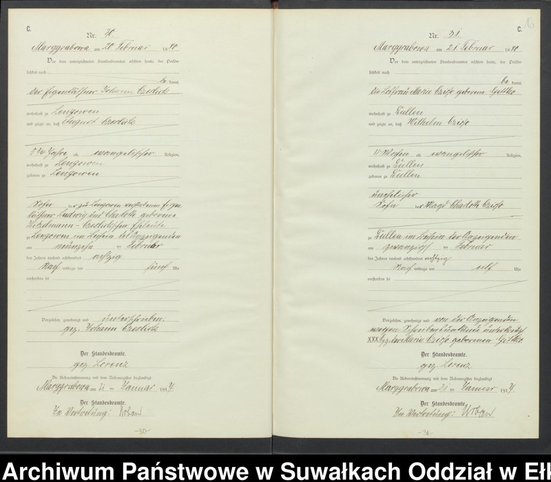 image.from.unit.number "C1.Sterbe-Register (Haupt-Register)Standesamt Marggrabowa Landbezirk vol. I No.1 bis 205"