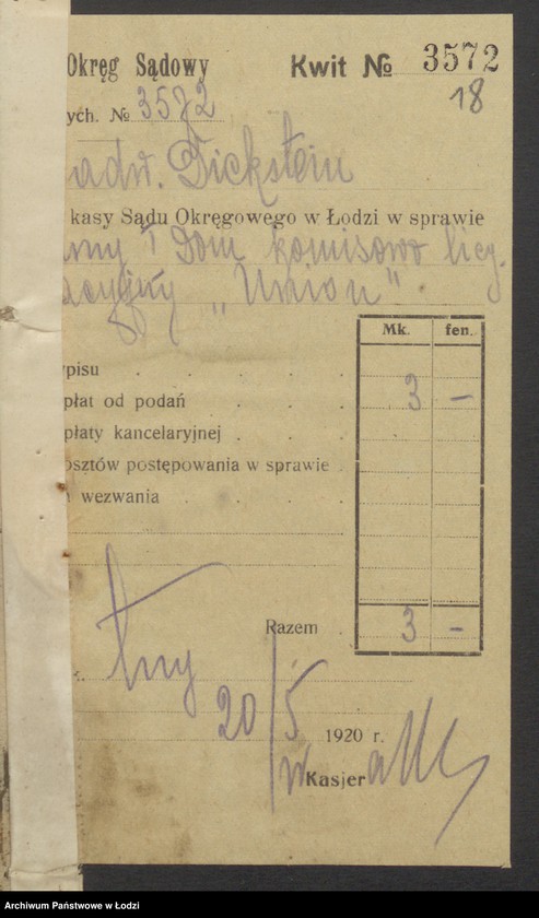 Obraz 20 z jednostki "„Union” – Feliks Wassercug, Jan Landau, Salomon Nowiński – dom komisowo - licytacyjny"