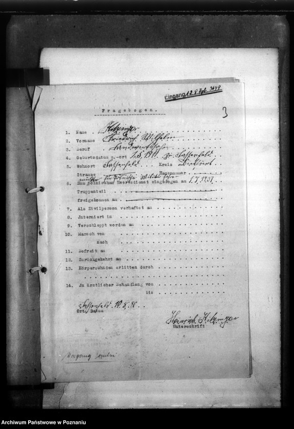 Obraz 7 z jednostki "Friedrich Wilhelm Kitzinger aus Sassenfeld Kreis Dietfurt (Żnin)"