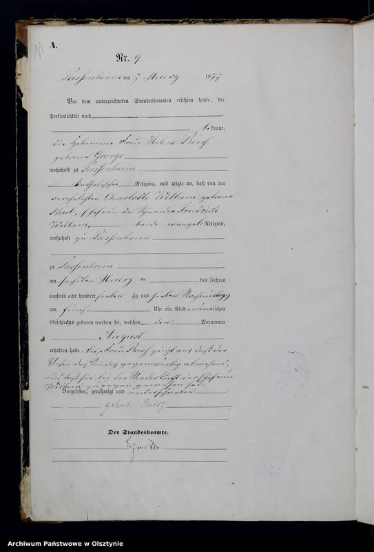 Obraz 13 z jednostki "Geburts-Haupt-Register Nr 1 - 78"