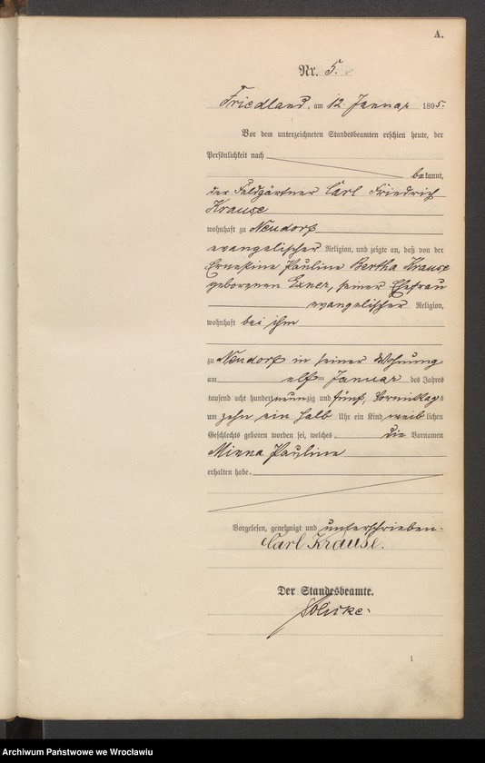 image.from.unit.number "Księga urodzeń USC Mieroszów (Friedland) 1895"