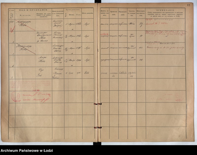 Obraz 7 z jednostki "[Księga ludności stałej m. Łodzi guberni piotrkowskiej nr domu 938-956]"