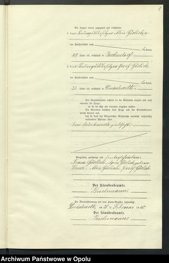 Obraz 12 z jednostki "Heiraths-Neben-Register des Standesamts Deutsch Wette pro 1905"