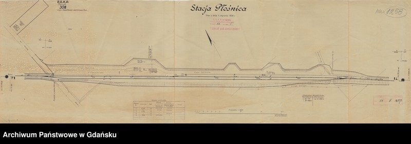 image.from.unit.number "D.O.K.P. Toruń. 308. Linia: Działdowo - Jabłonowo Pomorskie. Stacja Płośnica. Stan z dnia 1 stycznia 1936"