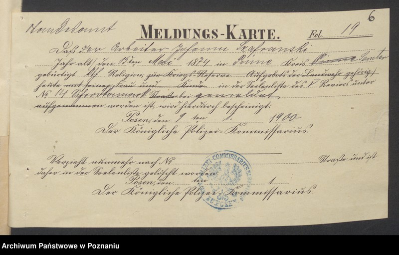 Obraz 8 z jednostki "Die von den Verlobten beigebrachten Urkunden zur Eheschliessung pro 1900"