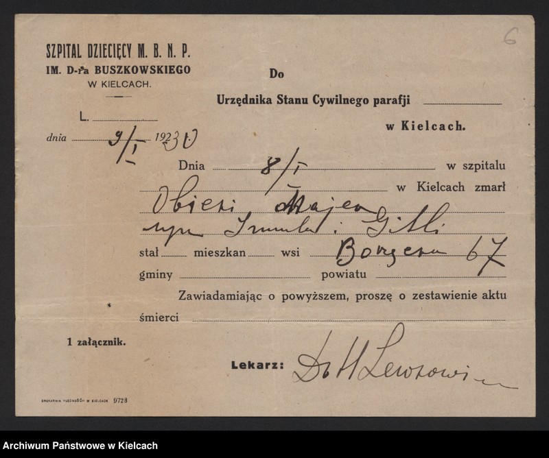 image.from.unit.number "Załączniki do akt zgonu Okręgu Bożniczego Kielce za rok 1930"