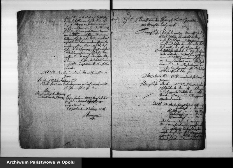 Obraz 10 z jednostki "Acta des Magistrats zu Oppeln von Monatlichen Zeitungs Berichte der Preiss Tabelle und diesfällige Corespondence Vol. XI angefangen im Juny 1806 bis ult[imo] Dec[ember] 1810"