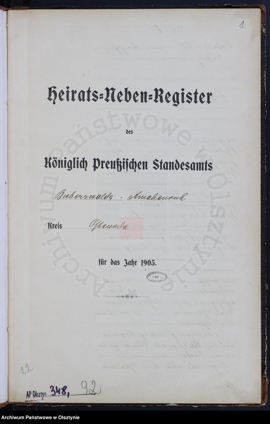 image.from.unit.number "Heiraths-Neben-Register Nr 1 - 22"