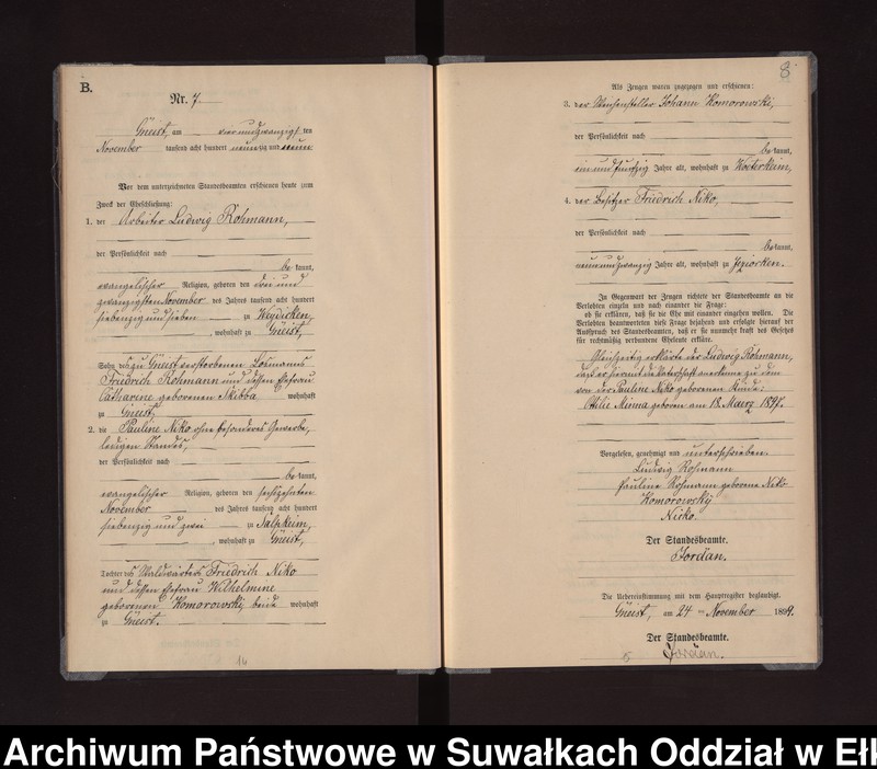 image.from.unit.number "Heiraths-Neben-Register des Königlichen Preussischen Standes-Amtes Gneist Kreis Lötzen"