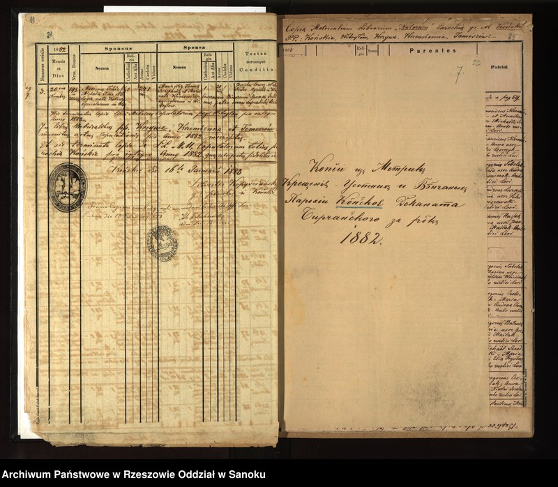 image.from.unit.number "Księga urodzeń, małżeństw, zgonów z miejscowości Końskie, Witryłów, Krzywe, Krzemienna, Temeszów"