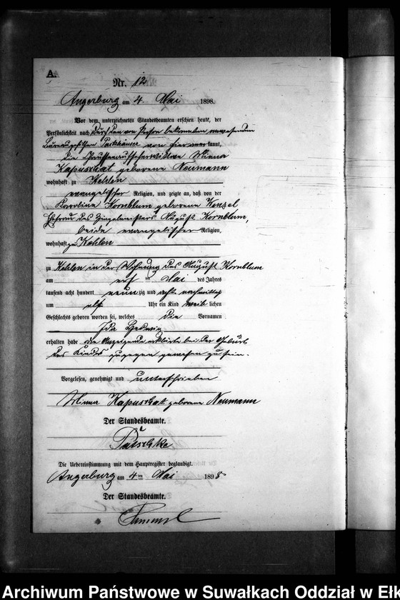 image.from.unit.number "Geburts-Neben-Register des Preussischen Standes-Amtes Kehlen Kreis Angerburg"