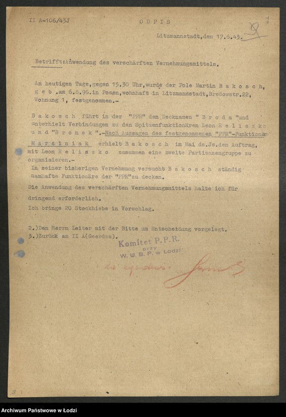 Obraz 8 z jednostki "Akta dotyczące spraw członków partii od A do C"