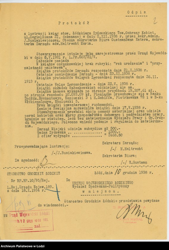 Obraz 5 z jednostki "Łódzkie Żydowskie Towarzystwo Ochrony Kobiet w Łodzi"