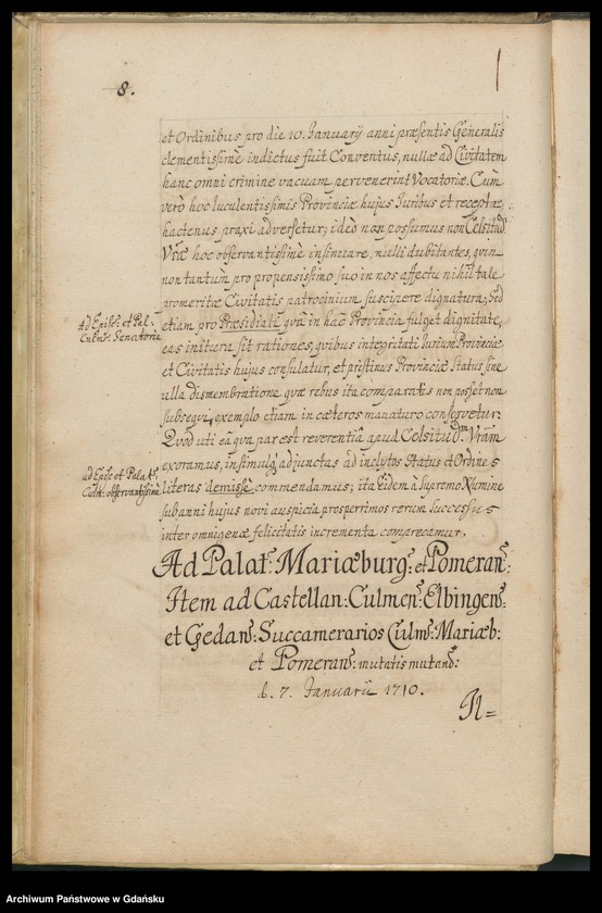 image.from.unit.number "[Liber missivarum]. Index literarum […] [adresatów]. W osobnym poszycie: Register der vornehmsten in den Missiven von 1710 u. 1711 enthaltenen Materien"