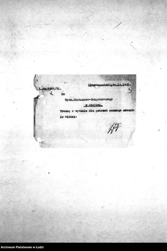 Obraz 6 z jednostki "[Korespondencja z Wydziałem Finansowo-Gospodarczym, Wydziałem Aprowizacji, Wydziałem Kart – różne sprawy]"