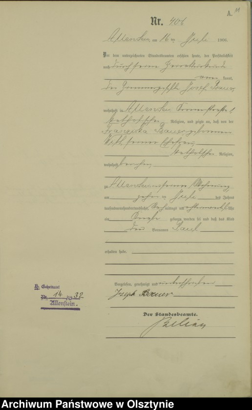 image.from.unit.number "Geburts-Haupt-Register Tom II, Nr 398-778"