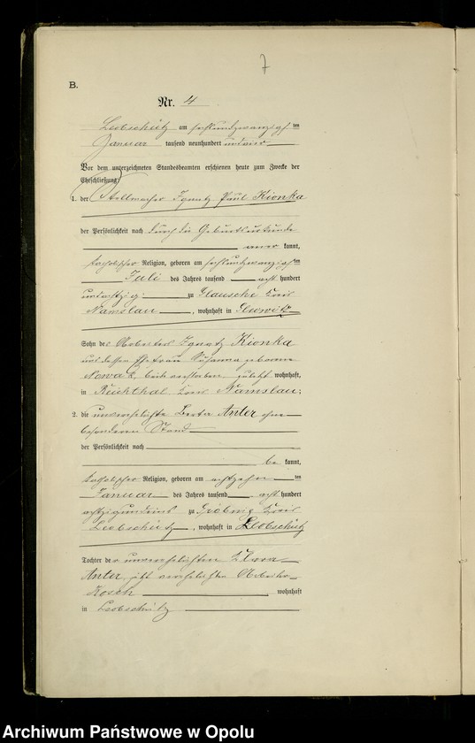 image.from.unit.number "Heiraths-Haupt-Register Standesamts Leobschütz pro 1904"
