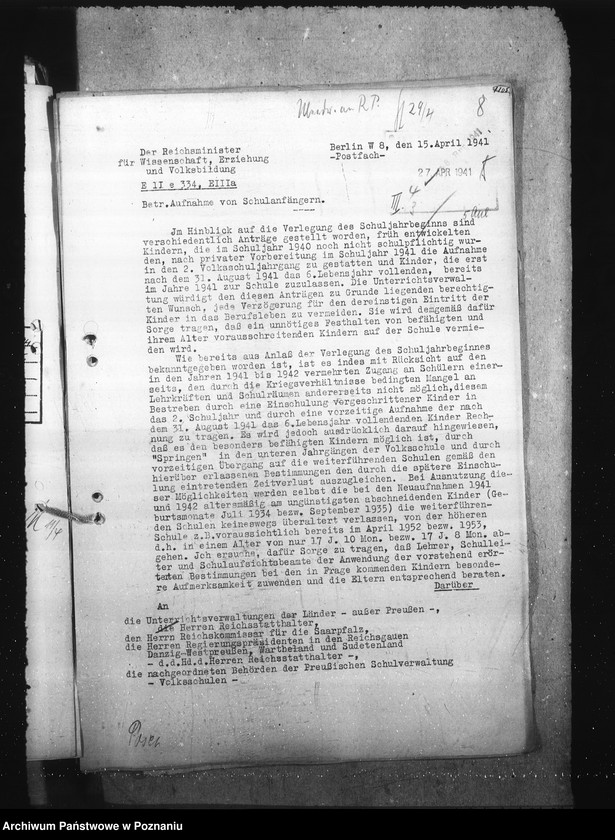 Obraz 14 z jednostki "Aussonderung von Kindern fremder Volkszugeherigkeit aus den deutschen Schulen [szkolna dla dzieci polskich]"