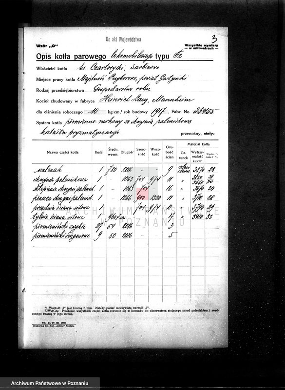 Obraz 7 z jednostki "Majętność Przyborowo pow. gostyński Zarząd Dóbr Książąt Czartoryskich nr woj. kotła 6196"