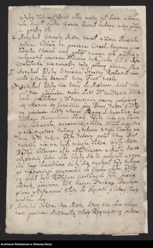 image.from.collection.number "Artykuły, wilkierze i przywileje cechów miasta Babimost111"