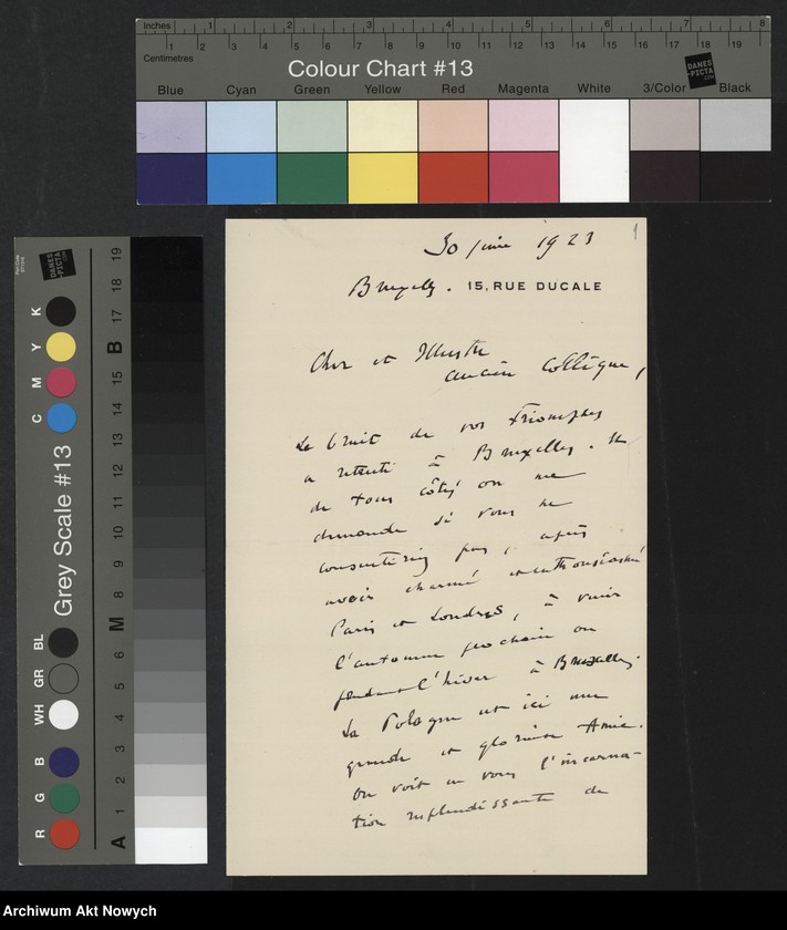 image.from.unit.number "Hymans Paul i Thérese; Załączniki: a) zaproszenie; b) wycinek prasowy; L.13 (odpowiedzi - rękopisy)"