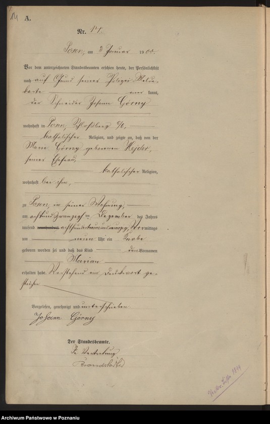 Obraz 17 z jednostki "Księga miejscowa urodzeń"