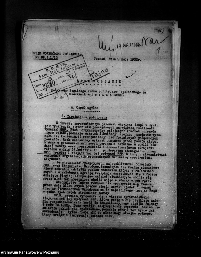 Obraz 5 z jednostki "Sprawozdania z polskiego legalnego ruchu polityczno-społecznego za miesiące kwiecień, maj, czerwiec 1932 r."